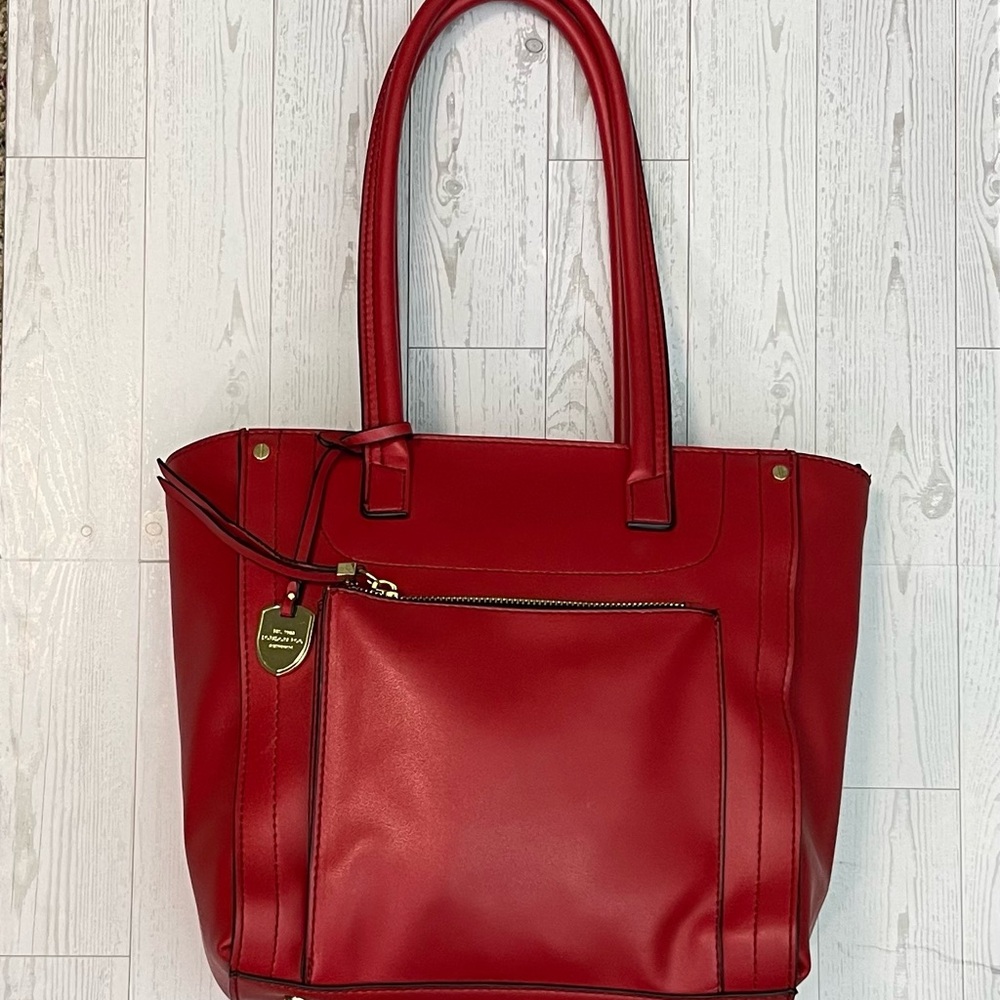 London Fog Red Tote Bag with Structured Design